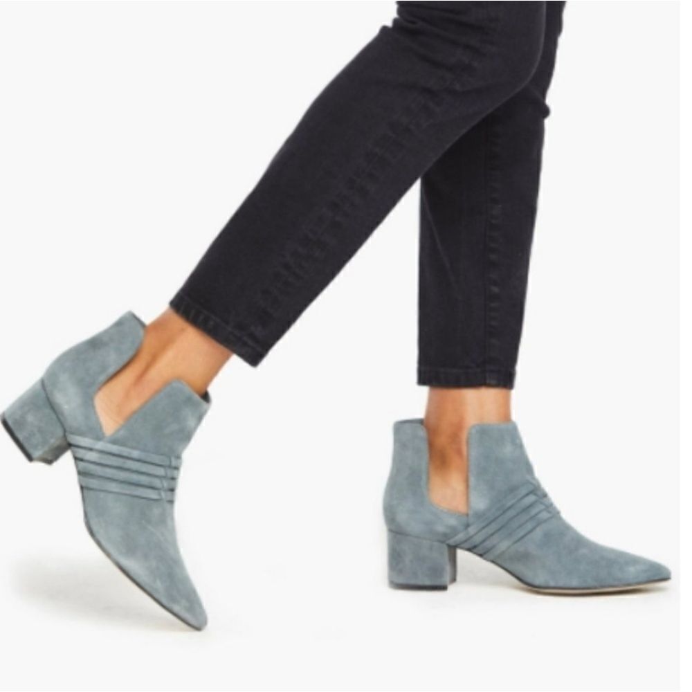 ABLE Joselyne Blue Gray Suede Leather Boho Western Cowgirl Ankle Boots Booties
